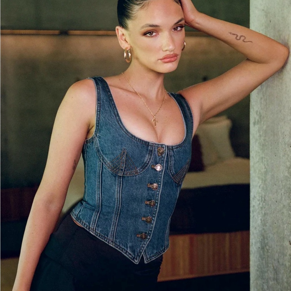 After Hours Corset Top Denim Princess Polly